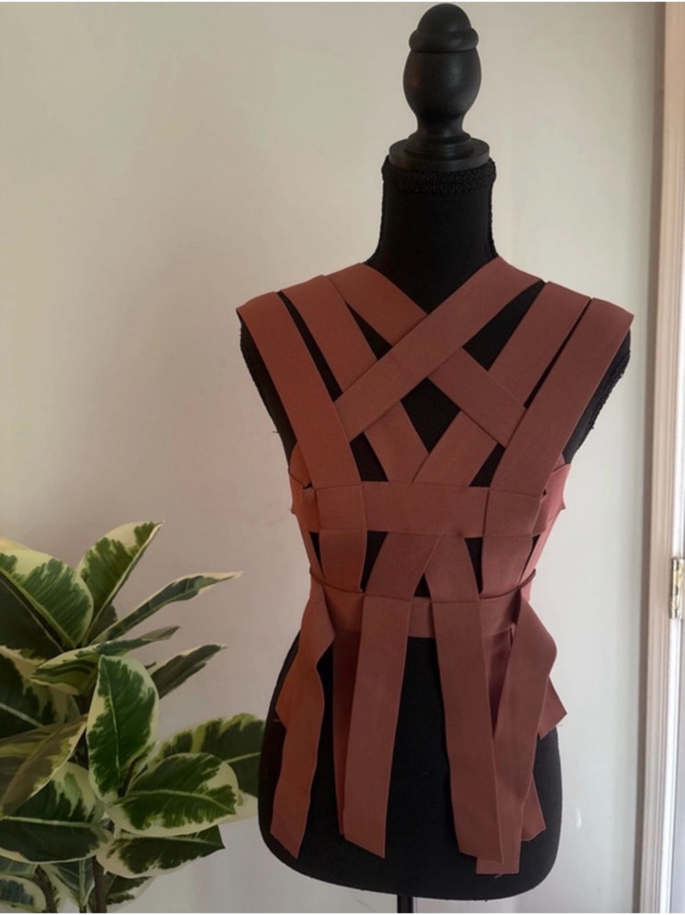 NWOT Woven Strap Crop Top in Mauve
